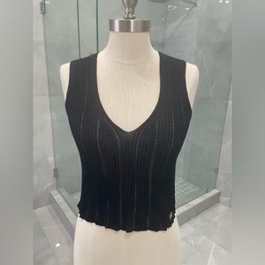 CHANEL BLACK CROP TOP SIZE 38